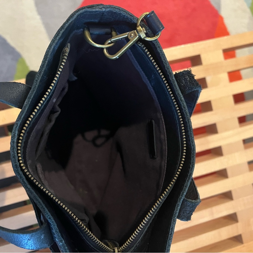 Madewell Small Transport Tote Crossbody Bag Zip Top Black Leather - Picture 5 of 5
